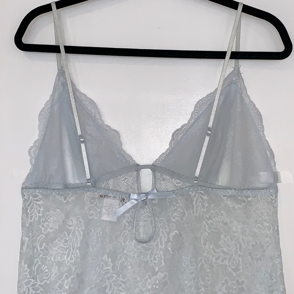 NWOT Linea Donatella Allover Lace Babydoll and Thong 2 Pc Set in Baby Blue XL - Picture 9 of 16